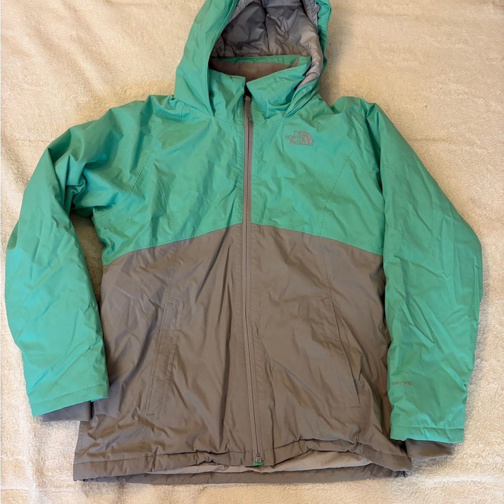 The North Face Girl's Teal and Taupe Ski Jacket